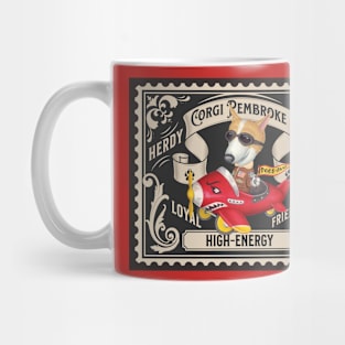 Funny Corgi Flying Plane on Classic Stamp Mug